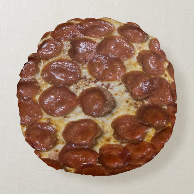 Pepperoni Pizza Rundes Kissen (Vorderseite)
