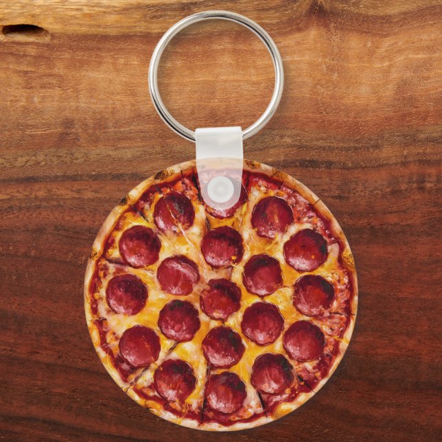 Pepperoni Pizza Schlüsselanhänger (Vorderseite)