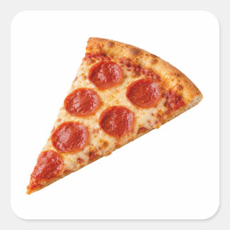 Pepperoni-Pizza-Stück isoliert Quadratischer Aufkleber