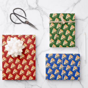Pepperoni-Pizza-Stück mit Familiennamen auf Multi Geschenkpapier Set