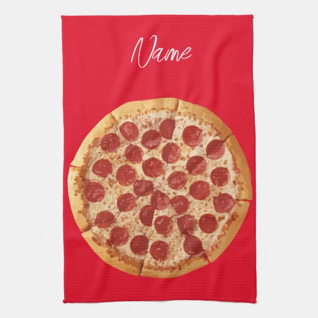 Pepperoni Pizza Thunder_Cove Geschirrtuch (Vertikal)