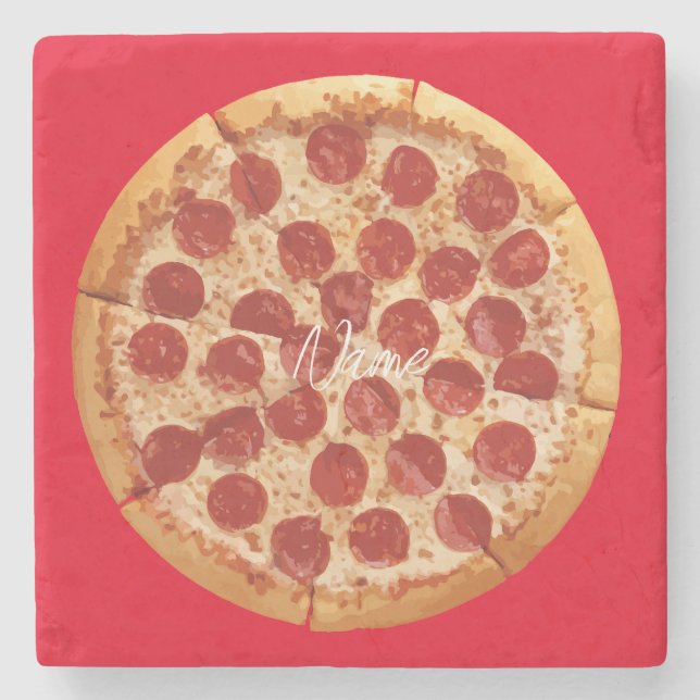 Pepperoni Pizza Thunder_Cove Steinuntersetzer (Vorderseite)