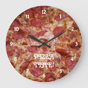 Pepperoni Pizza Time Clock Große Wanduhr
