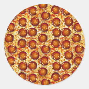 Pepperoni-und Käse-Pizza-Muster Runder Aufkleber