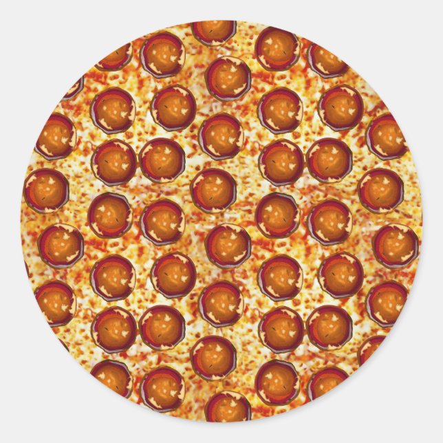 Pepperoni und Käse Pizza Pattern Runder Aufkleber (Vorderseite)