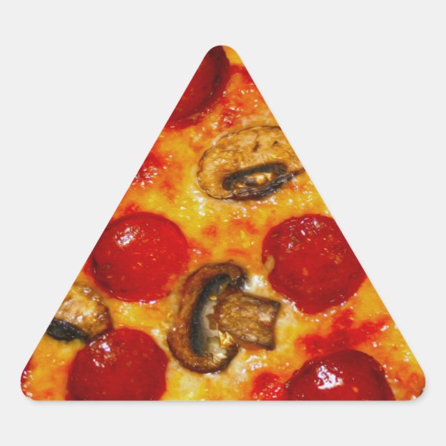 Pepperoni und Mushroom Pizza Dreieckiger Aufkleber (Vorderseite)