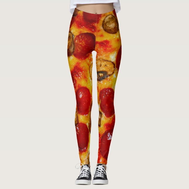 Pepperoni und Mushroom Pizza Leggings (Vorderseite)