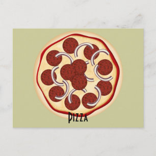 Pepperoni und Onions Pizza Rezept Card Postkarte