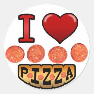 Pepperonipizza der Liebe I Runder Aufkleber