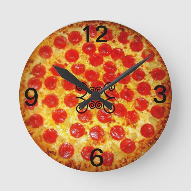 Pepperonipizzauhr Runde Wanduhr (Vorderseite)
