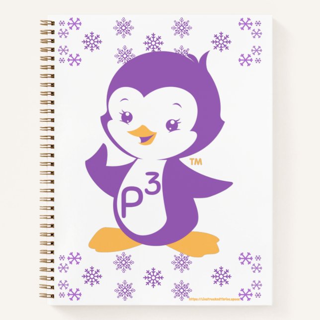 Peppy Lila Penguin Notizbuch (Vorderseite)