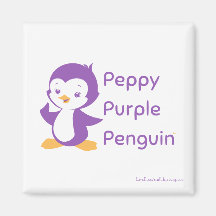 Peppy Lila Pinguin 2-Zoll-Square-Magnet