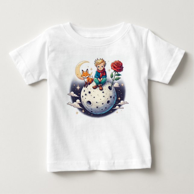 Pequeno Príncipe sentado na lua Baby T-shirt (Vorderseite)