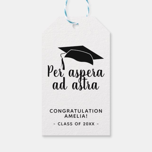 Per aspera ad astra Latin Congrat Abschluss Geschenkanhänger (Rückseite)