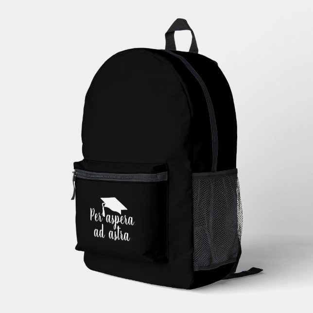 Per aspera ad astra Latin Quote Abschluss Bedruckter Rucksack (Rückseitige Ecke Rechts)