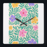 Per clocks logo flawrs Quadratische Wanduhr<br><div class="desc">Per clocks logo les fleurs</div>