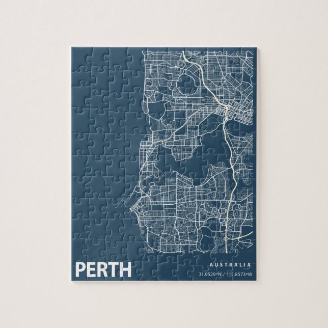 PerAustralia Minimalistisch City Map Line Art Blue (Vertikal)