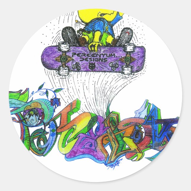 Percentum Ollie Runder Aufkleber (Vorderseite)