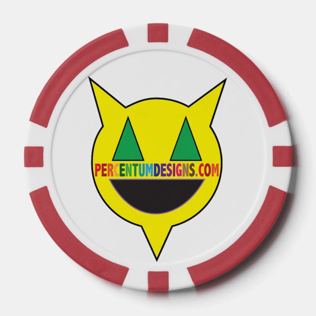 PERCENTUMDESIGNS.COM Roter Poker Chip (Vorderseite)