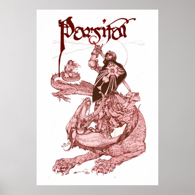 PERCEVAL KAMPF DRAGON,QUEST HOLY GRAIL Fantasy Poster (Vorne)
