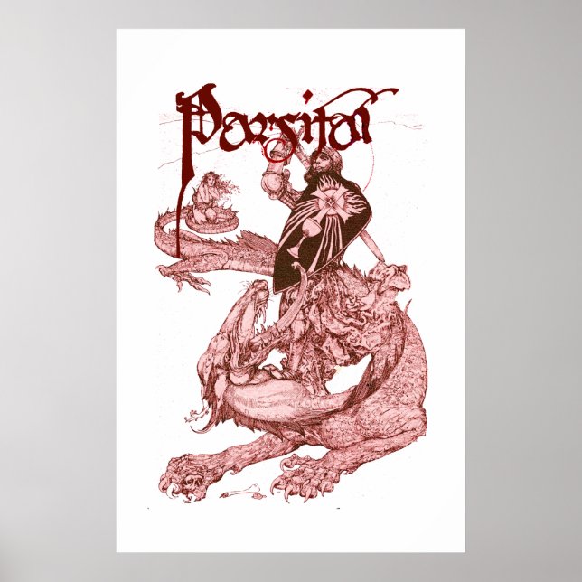 PERCEVAL KAMPF DRAGON,QUEST HOLY GRAIL Fantasy Poster (Vorne)