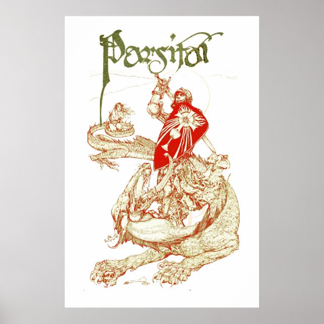 PERCEVAL KAMPF DRAGON,QUEST HOLY GRAIL Fantasy Poster (Vorne)
