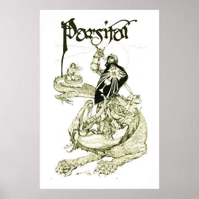 PERCEVAL KAMPF DRAGON,QUEST HOLY GRAIL Fantasy Poster (Vorne)