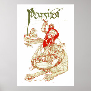 PERCEVAL KAMPFDRACHE,QUEST HEILIGER GRAL Fantasy Poster