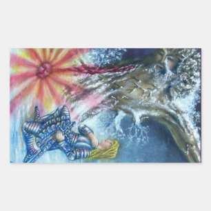 PERCEVAL UND VISION DES HEILIGEN GREIFENS RECHTECKIGER AUFKLEBER