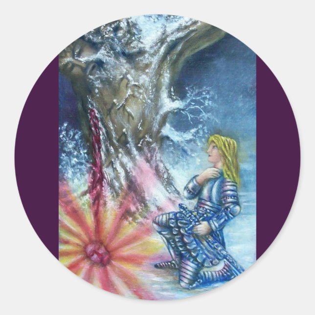 PERCEVAL UND VISION DES HEILIGEN GREIFENS RUNDER AUFKLEBER (Vorderseite)