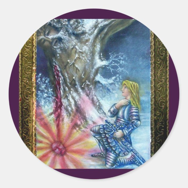 PERCEVAL UND VISION DES HEILIGEN GREIFENS RUNDER AUFKLEBER (Vorderseite)