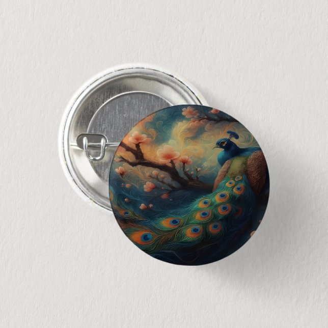 Perched Peacock Button (Vorne & Hinten)