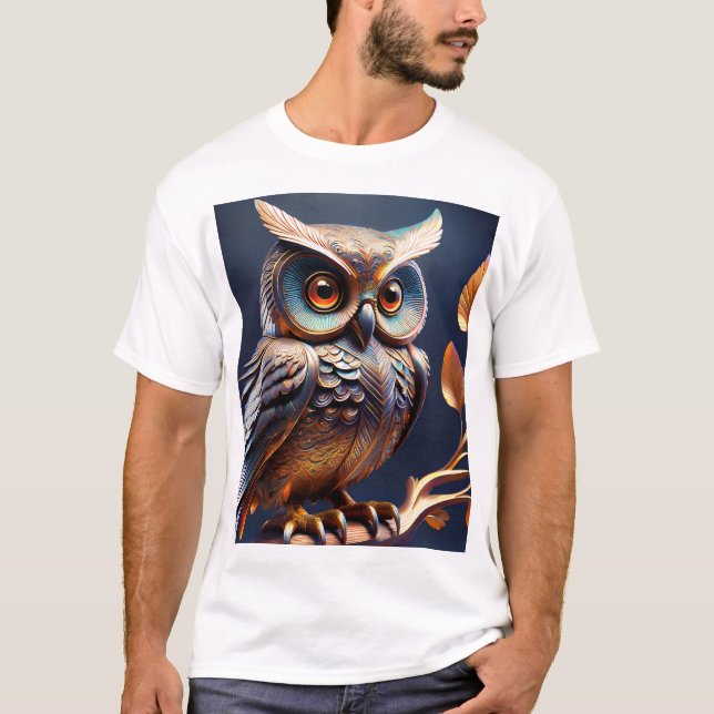 Perched Wisdom — Handcrafted Metal Owl Wall Sculpt T-Shirt (Vorderseite)
