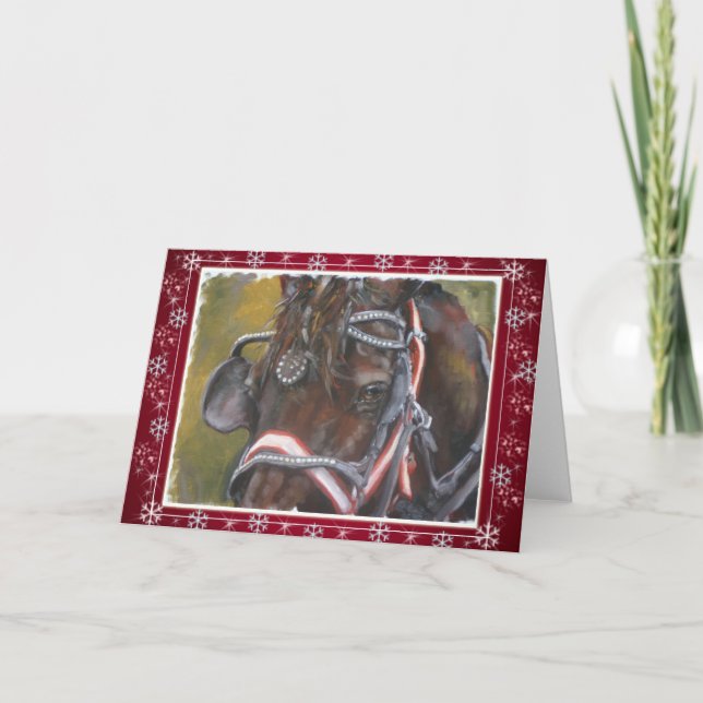 Percheron Christmas Card rot Feiertagskarte (Vorderseite)