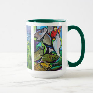 Percy Avugiaks abstrakte Fischerbilder Tasse