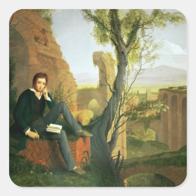 Percy Bysshe Shelley 1845 Quadratischer Aufkleber (Vorderseite)