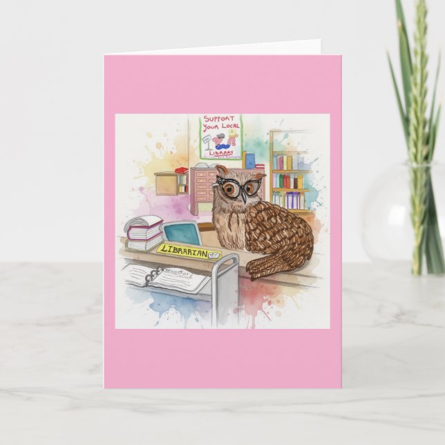 Percy The Owl 🦉 Librarian Karte (Vorderseite)