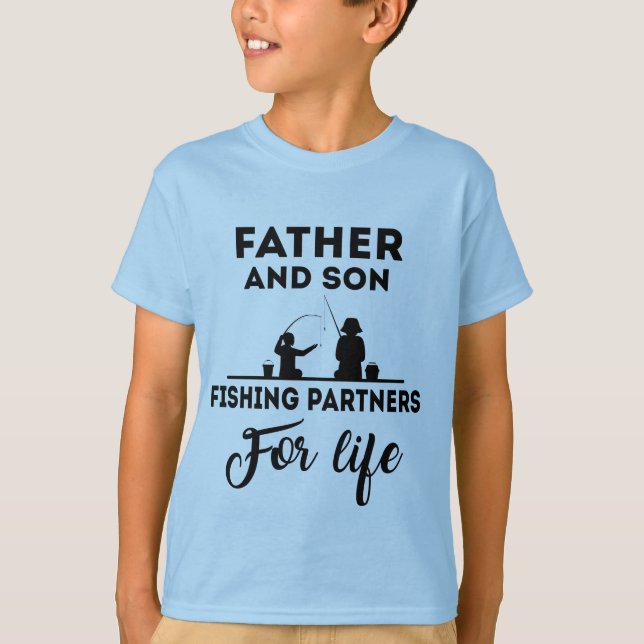 Père et fils de pêche mot art T-shirt (Devant)
