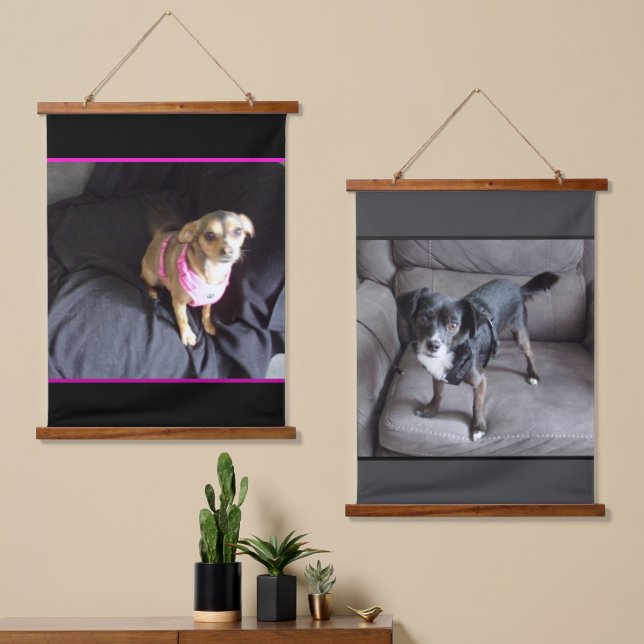 Père fille Chihuahuas Bois Tapisseries hachées (Asymétrique)
