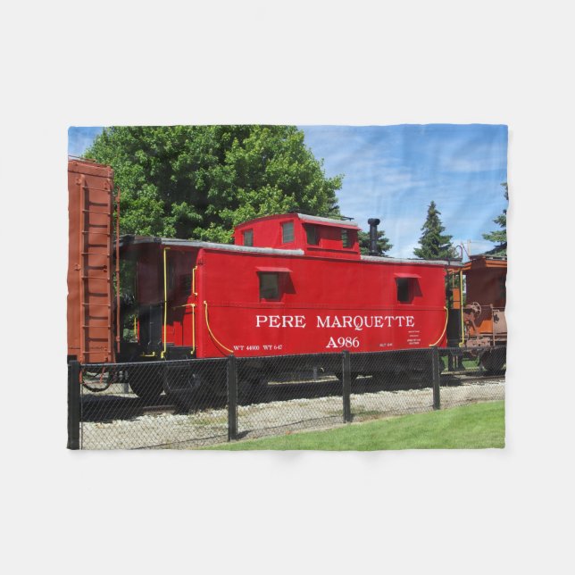 Pere Marquette Caboose Fleece Decke (Vorderseite (Horizontal))