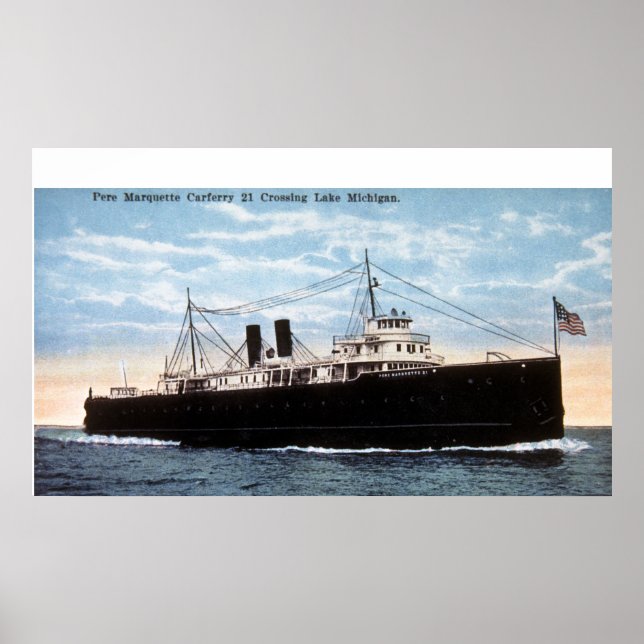Pere Marquette Car Ferry 21 Crossing Lake Michigan Poster (Vorne)