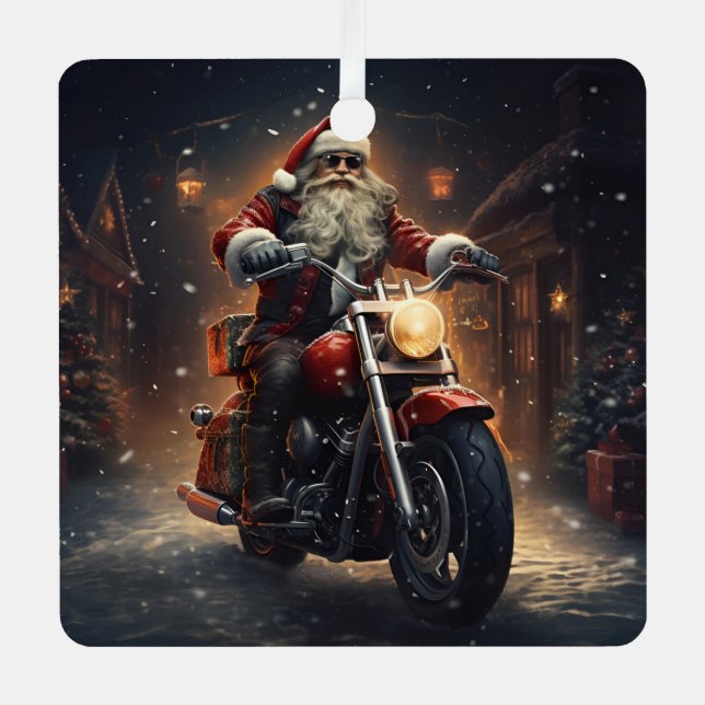 Père Noël à bord d'un ornement de Noël Harley (Recto)