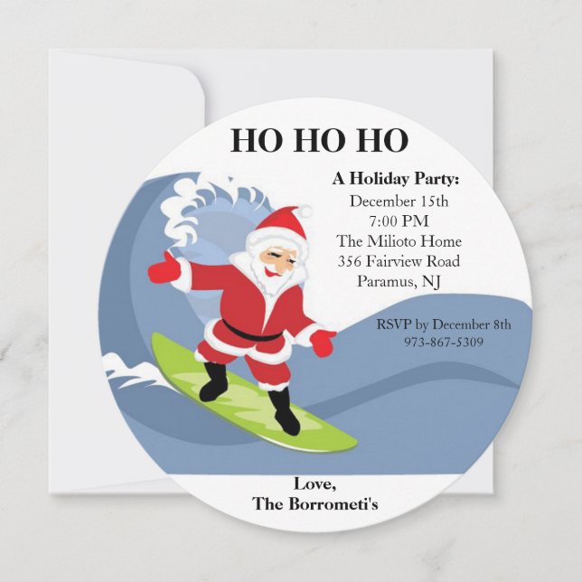 Père Noël à cheval sur une invitation de Noël (Devant)