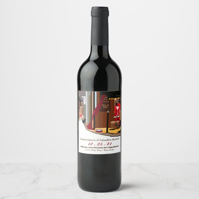 Père Noël À Paris Étiquette Vin De Noël (Devant)