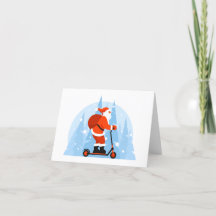 Père Noël à scooter carte de Noël