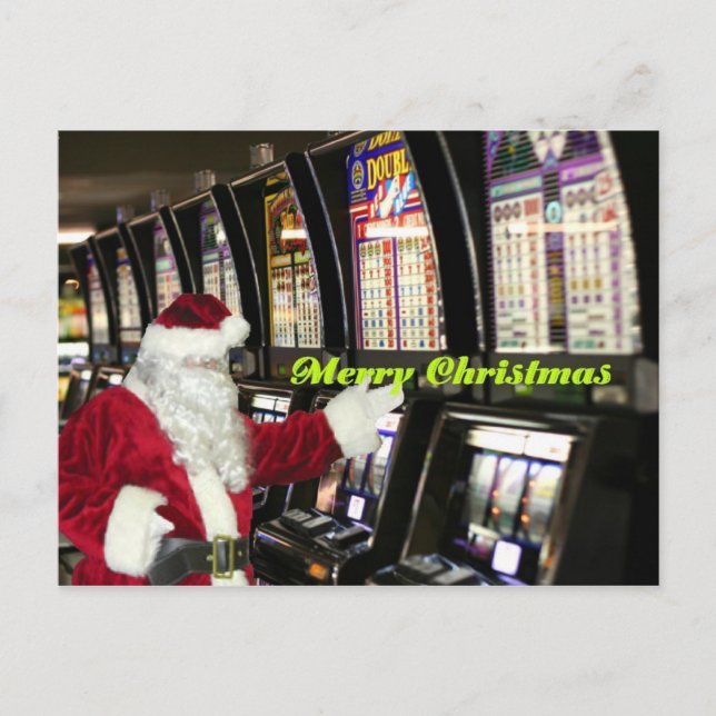 Père Noël à Vegas jouer machines à sous Carte post (Devant)