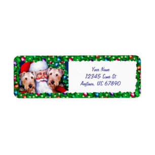 Père Noël Airedale Terriers aux Étiquettes de Noël