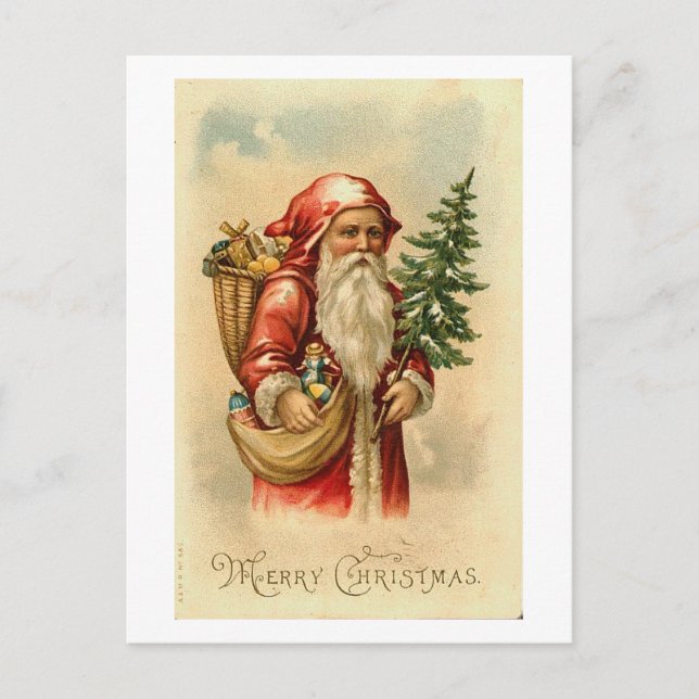 Père Noël, Arbre et Jouets Joyeux Noël Carte (Devant)