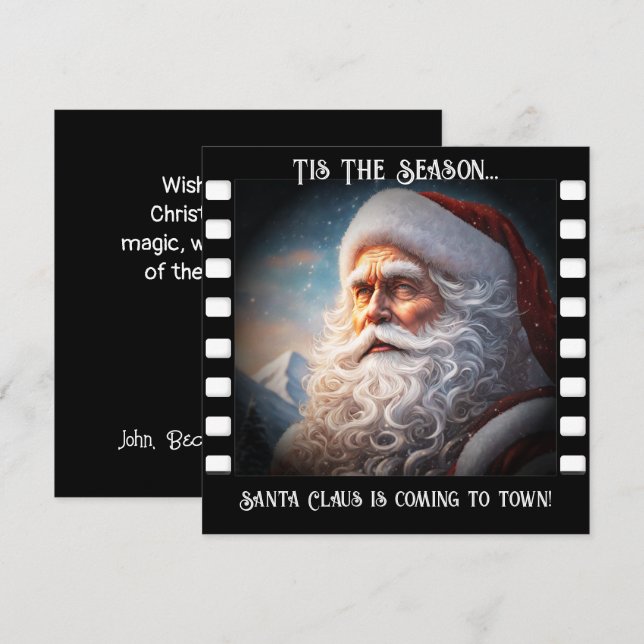 Père Noël arrive bientôt à la ville ! Carte de vœu (Devant / Derrière)