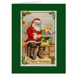 Père Noël Atelier Green BIG Carte de voeux